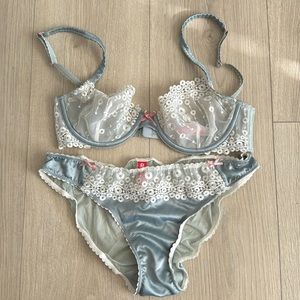 NWOT Mesh Lace Bra Panty Matching Lingerie Set